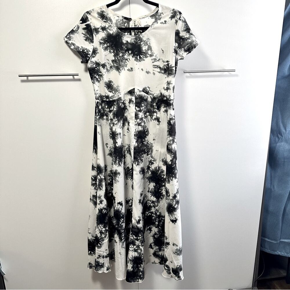 Raga Size S Black White Midi Dress Tie dye Coastal Urban Airy Effortless Revolve - Picture 3 of 12
